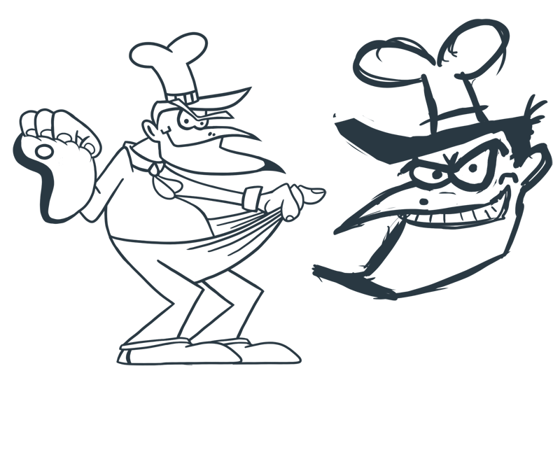 Personajes N° 8: Bocetos del Cocinero Pillin y el Ladrón Pepe