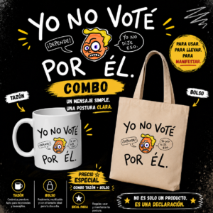 COMBO OFERTA ESPECIAL: «TAZA+ BOLSA TOTE BAG "YO NO VOTÉ POR ÉL»