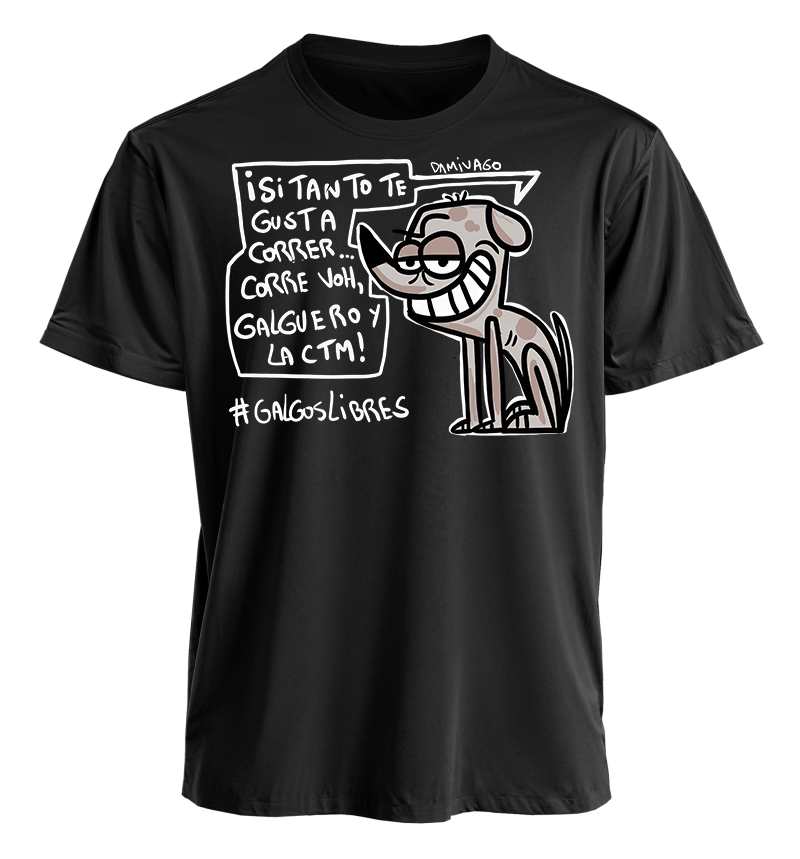 Polera Negra Unisex : Galgos Libres 1.0