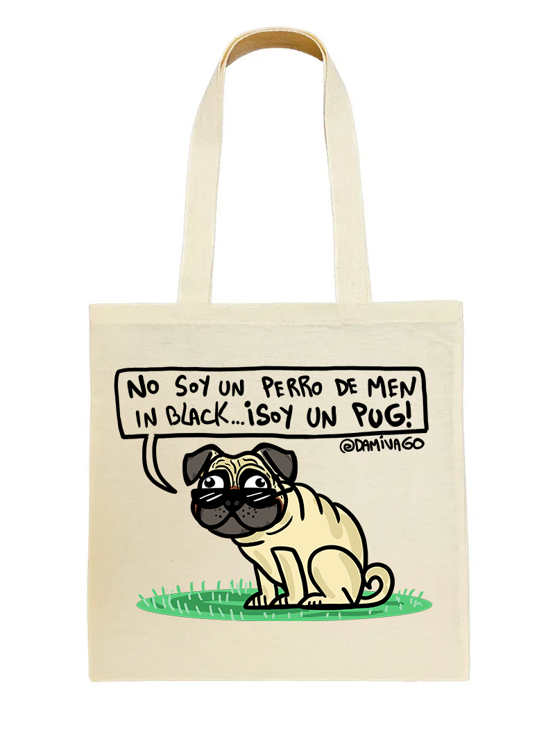 Bolsa Tote Bag: PUG (IMPRESION DIRECTA)